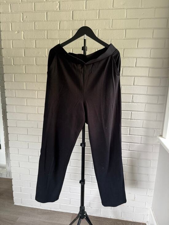Appleseeds Pants - Pull On Ponte Knit Straight Leg Pants Black Stretch Office Travel Large